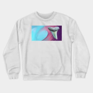 Pink Wave Shark Tooth Fossil  Surf Print Crewneck Sweatshirt